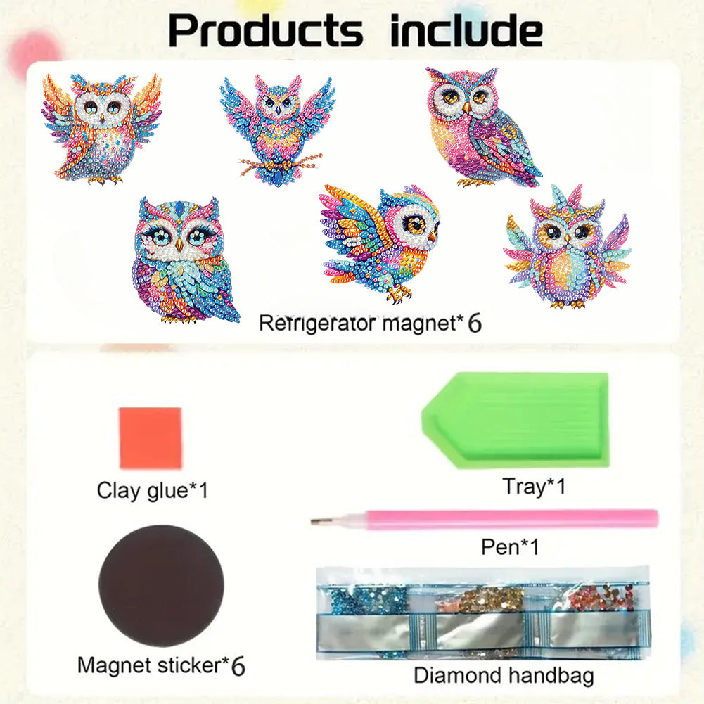6Pcs Diamond Painting Refrigerator Magnets Diamond Art Kits for Adults Beginners