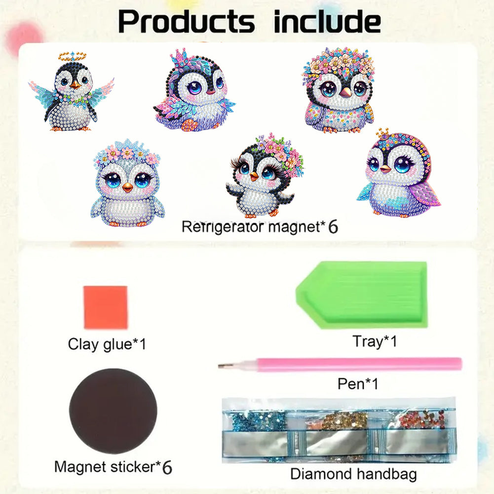 6Pcs Diamond Painting Refrigerator Magnets Diamond Art Kits for Adults Beginners