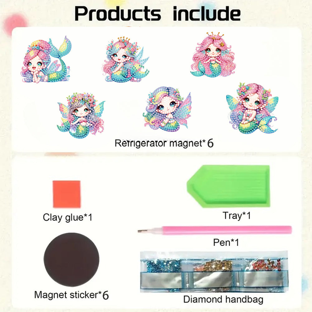 6Pcs Diamond Painting Refrigerator Magnets Diamond Art Kits for Adults Beginners
