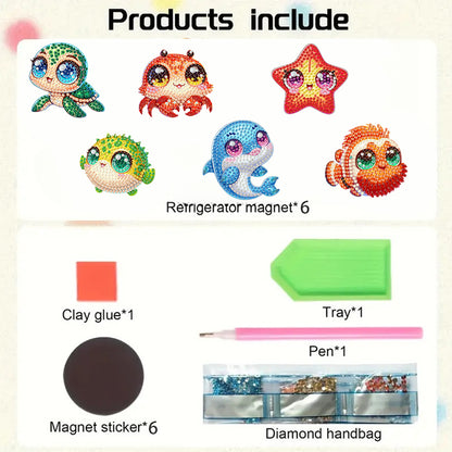 6Pcs Diamond Painting Refrigerator Magnets Diamond Art Kits for Adults Beginners
