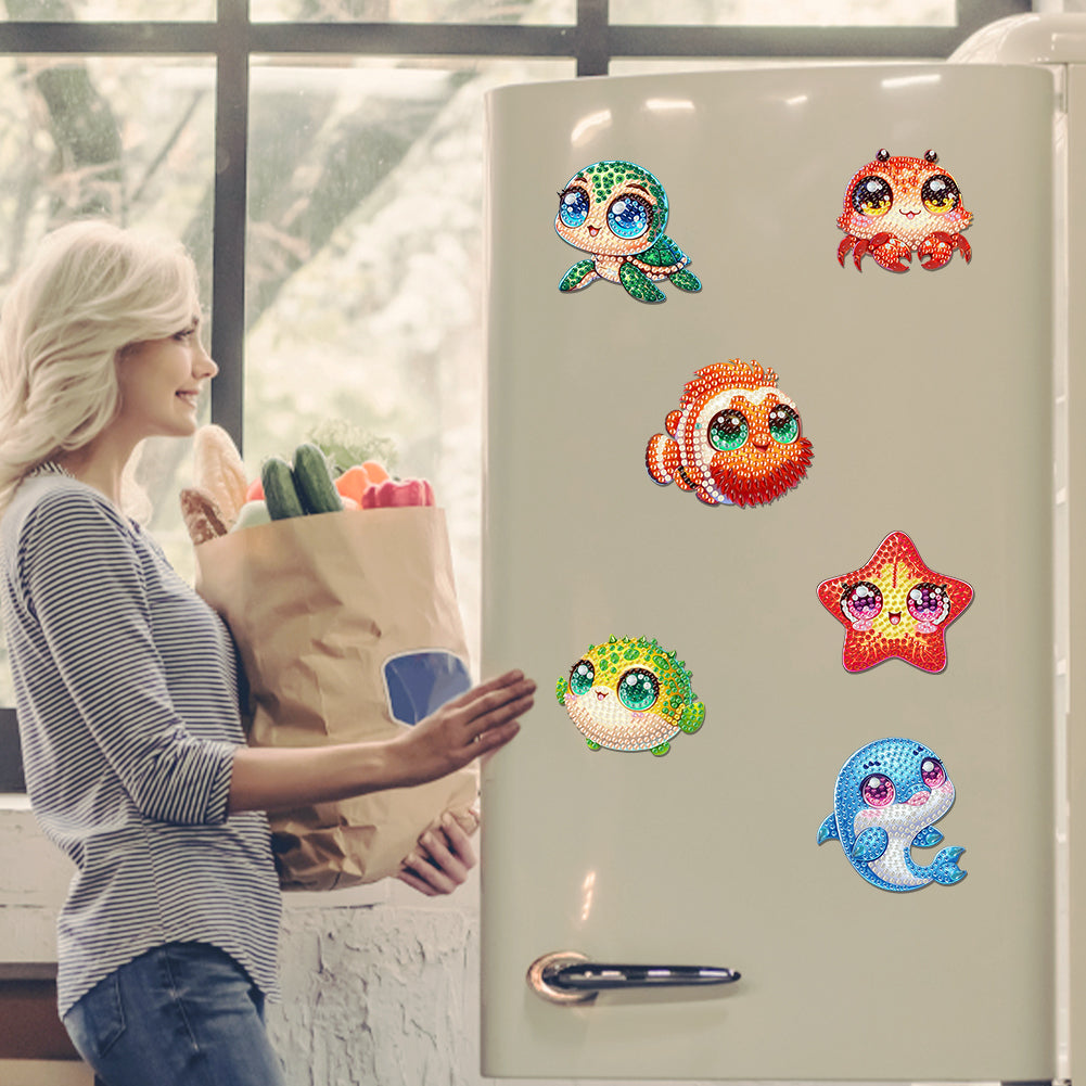 6Pcs Diamond Painting Refrigerator Magnets Diamond Art Kits for Adults Beginners