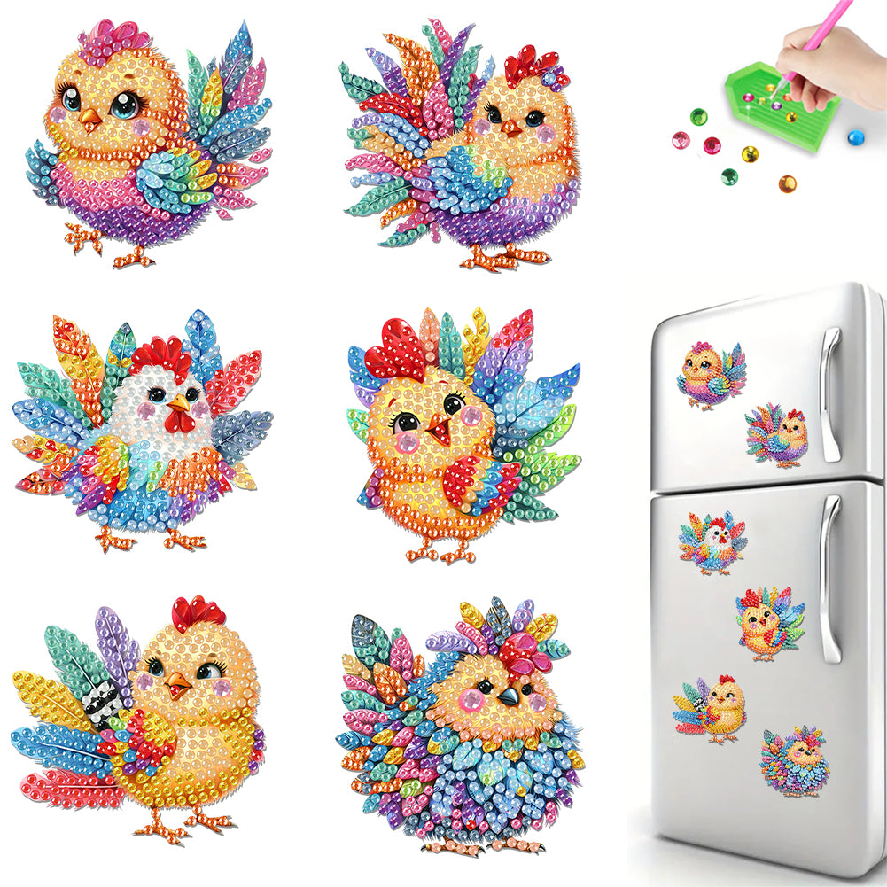 6Pcs Diamond Painting Refrigerator Magnets Diamond Art Kits for Adults Beginners