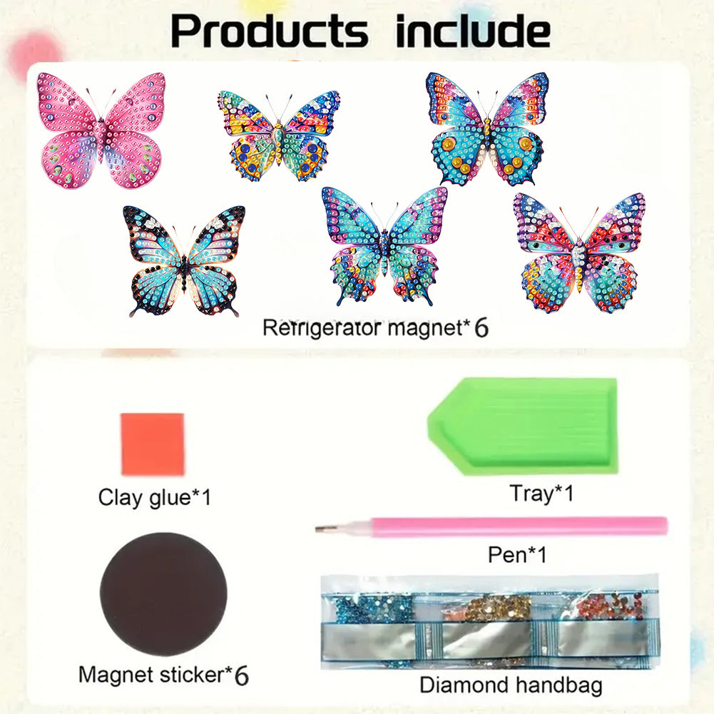 6Pcs Diamond Painting Refrigerator Magnets Diamond Art Kits for Adults Beginners