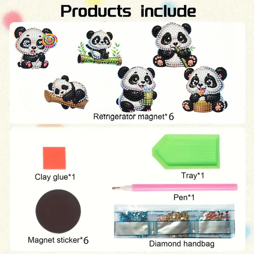 6Pcs Diamond Painting Refrigerator Magnets Diamond Art Kits for Adults Beginners