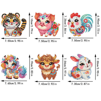 6Pcs Diamond Painting Refrigerator Magnets Diamond Art Kits for Adults Beginners