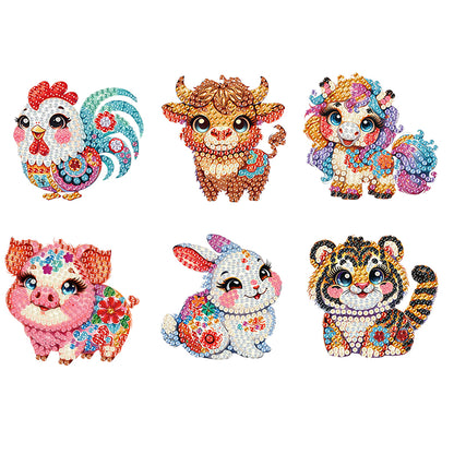 6Pcs Diamond Painting Refrigerator Magnets Diamond Art Kits for Adults Beginners