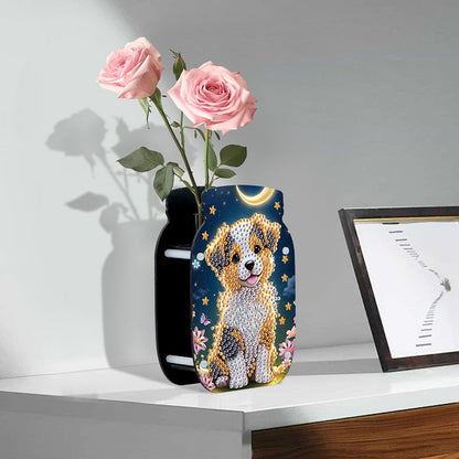 Dog Acrylic Double Sided Special Shape Diamond Painting Vase Bedroom Table Decor