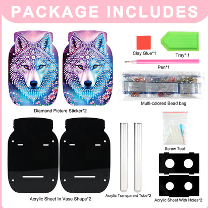 Dog Acrylic Double Sided Special Shape Diamond Painting Vase Bedroom Table Decor