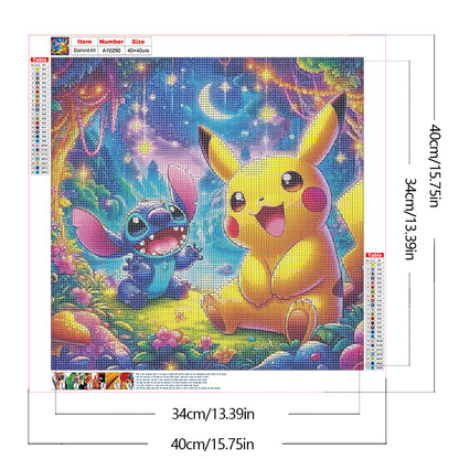 Stitch Pikachu - Full Round Drill Diamond Painting 40*40CM