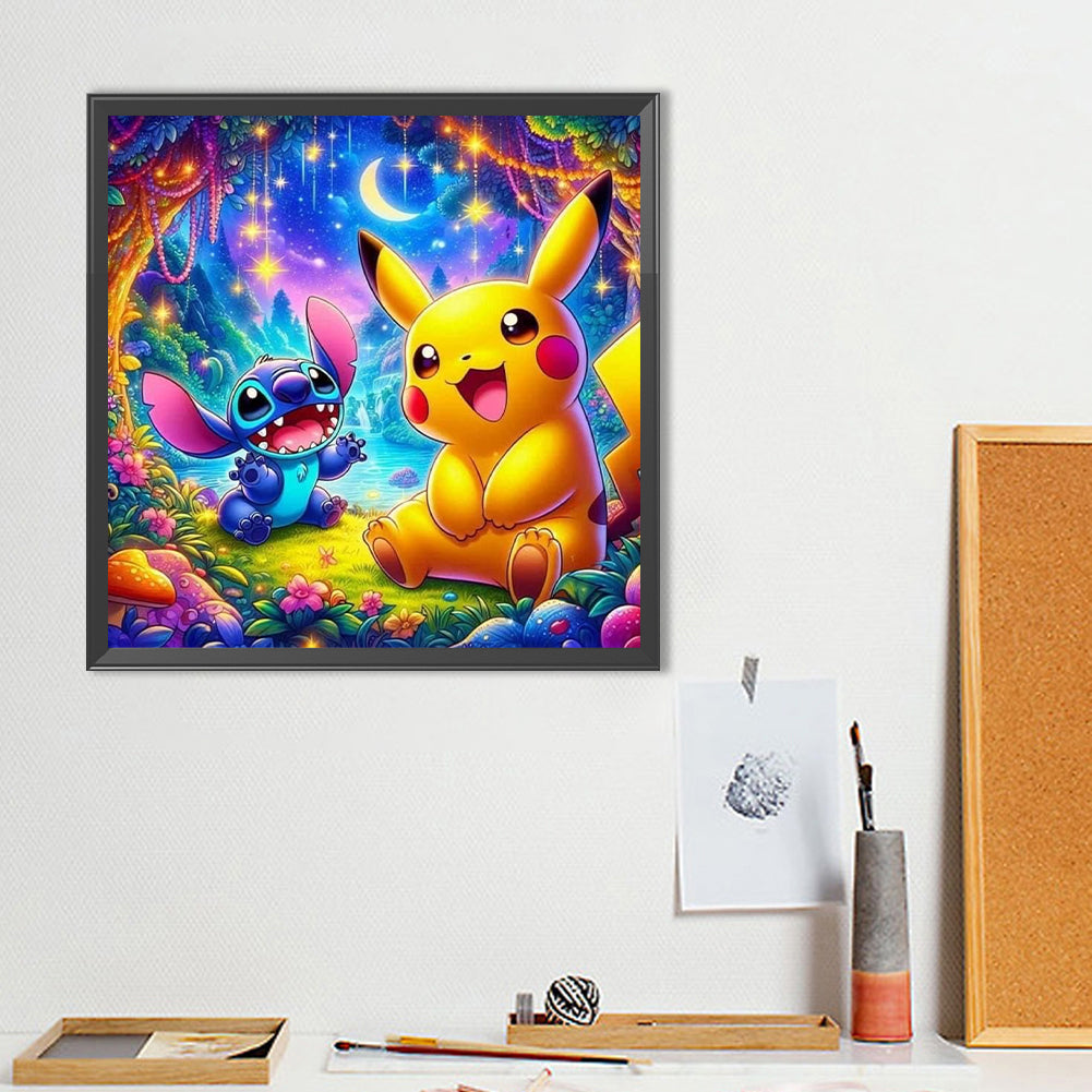 Stitch Pikachu - Full Round Drill Diamond Painting 40*40CM