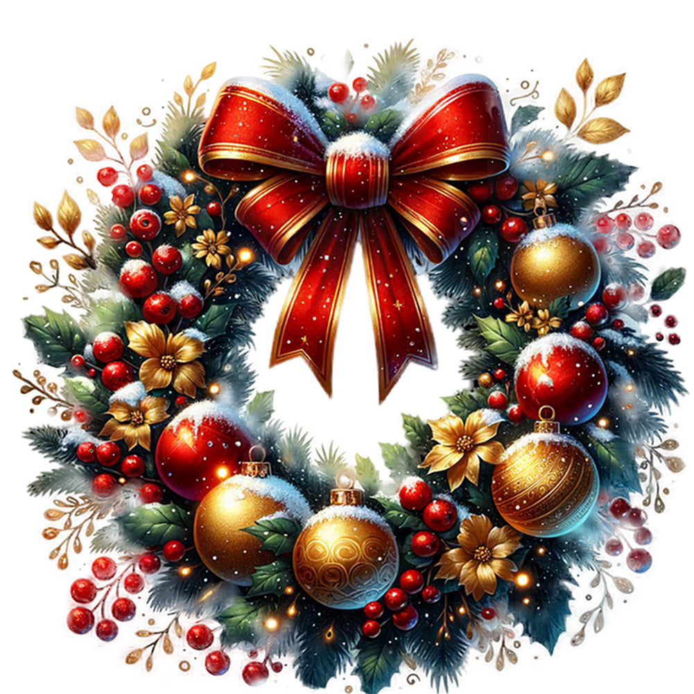 Christmas Wreaths - 14CT Stamped Cross Stitch 50*50CM
