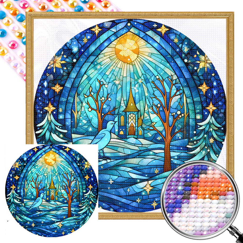 Polar Snow Glass Painting - Full AB Round Drill Diamond Painting 40*40CM
