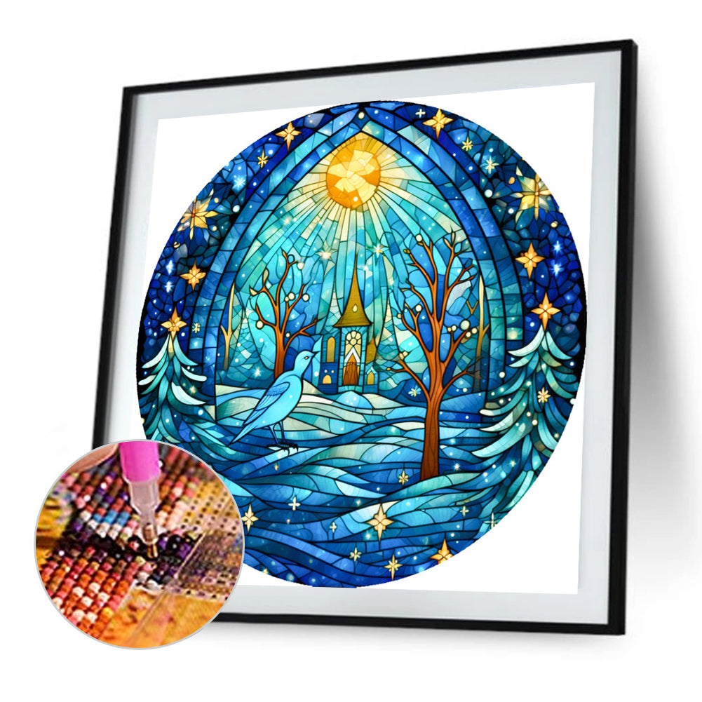 Polar Snow Glass Painting - Full AB Round Drill Diamond Painting 40*40CM