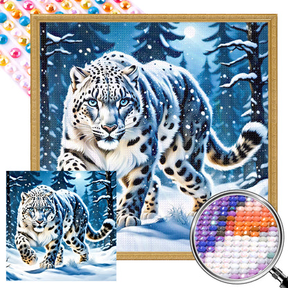 Snow Leopard In The Snow - Full AB Round Drill Diamond Painting 40*40CM