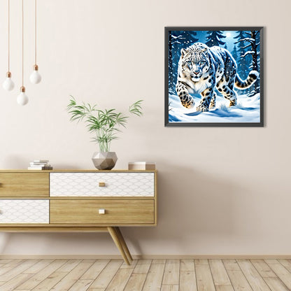 Snow Leopard In The Snow - Full AB Round Drill Diamond Painting 40*40CM