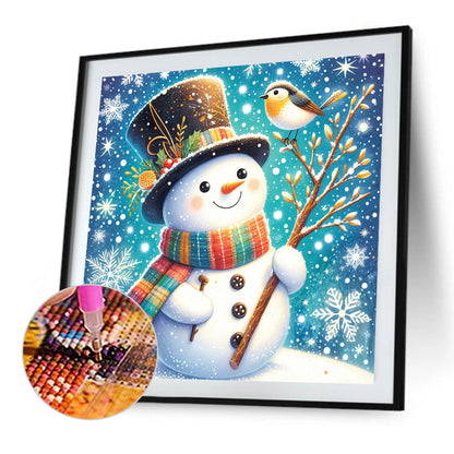 Snowman And Bird - Full AB Round Drill Diamond Painting 40*40CM