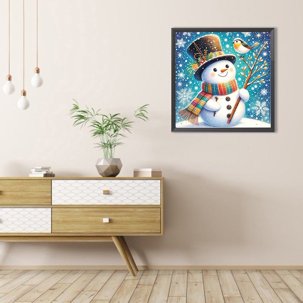 Snowman And Bird - Full AB Round Drill Diamond Painting 40*40CM