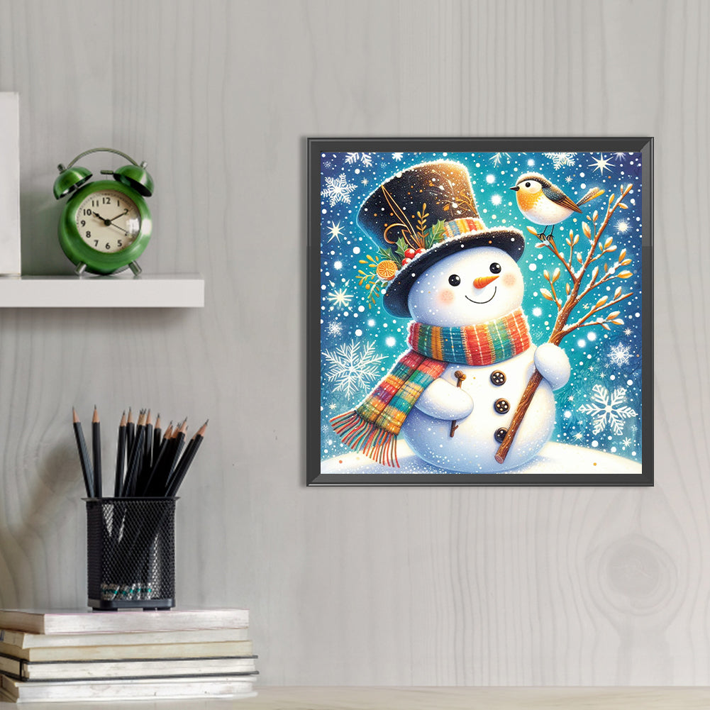 Snowman And Bird - Full AB Round Drill Diamond Painting 40*40CM
