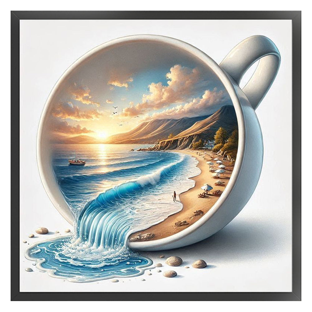 Sunset On The Seaside - 11CT Stamped Cross Stitch 40*40CM