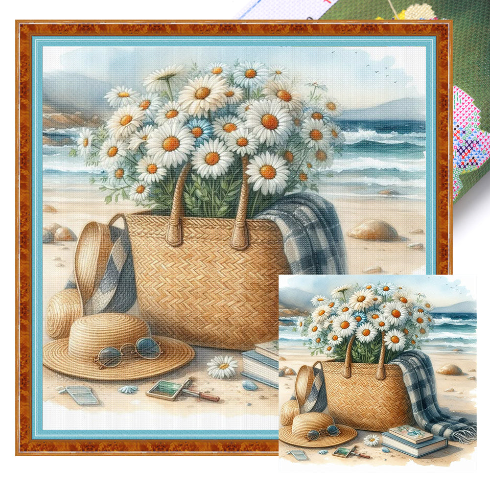 Seaside Daisies - 11CT Stamped Cross Stitch 40*40CM