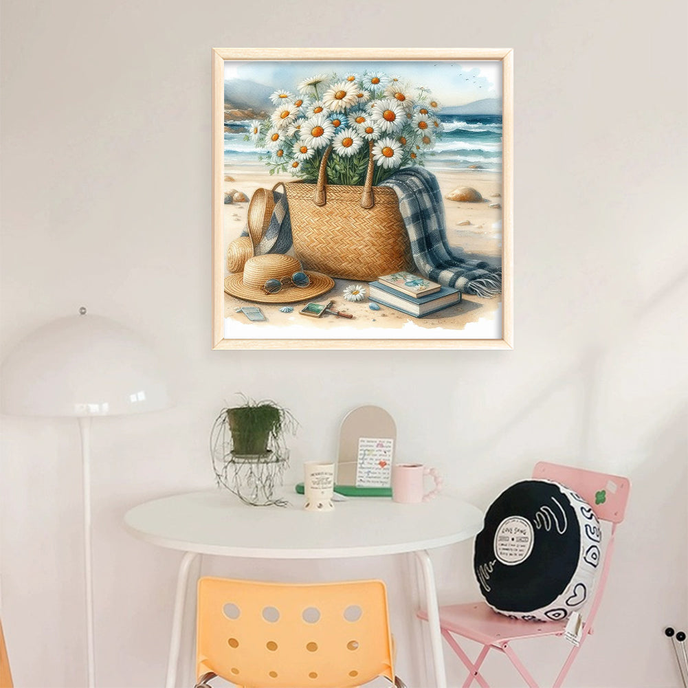 Seaside Daisies - 11CT Stamped Cross Stitch 40*40CM