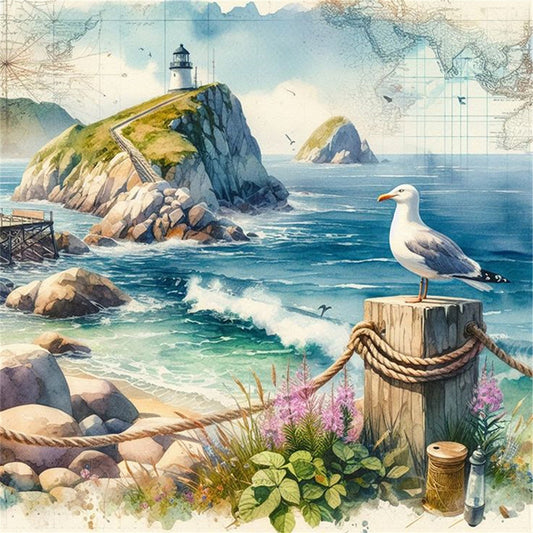 Seaside Scenery - 11CT Stamped Cross Stitch 40*40CM
