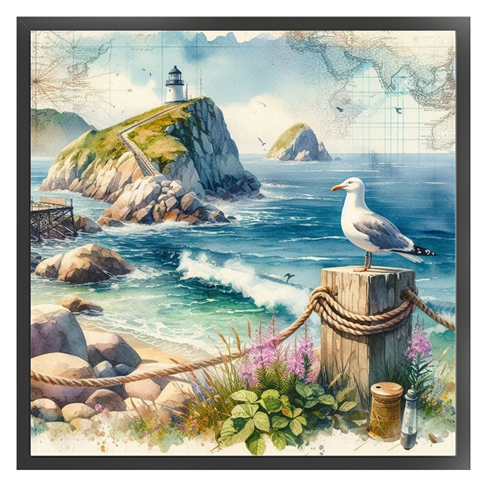 Seaside Scenery - 11CT Stamped Cross Stitch 40*40CM