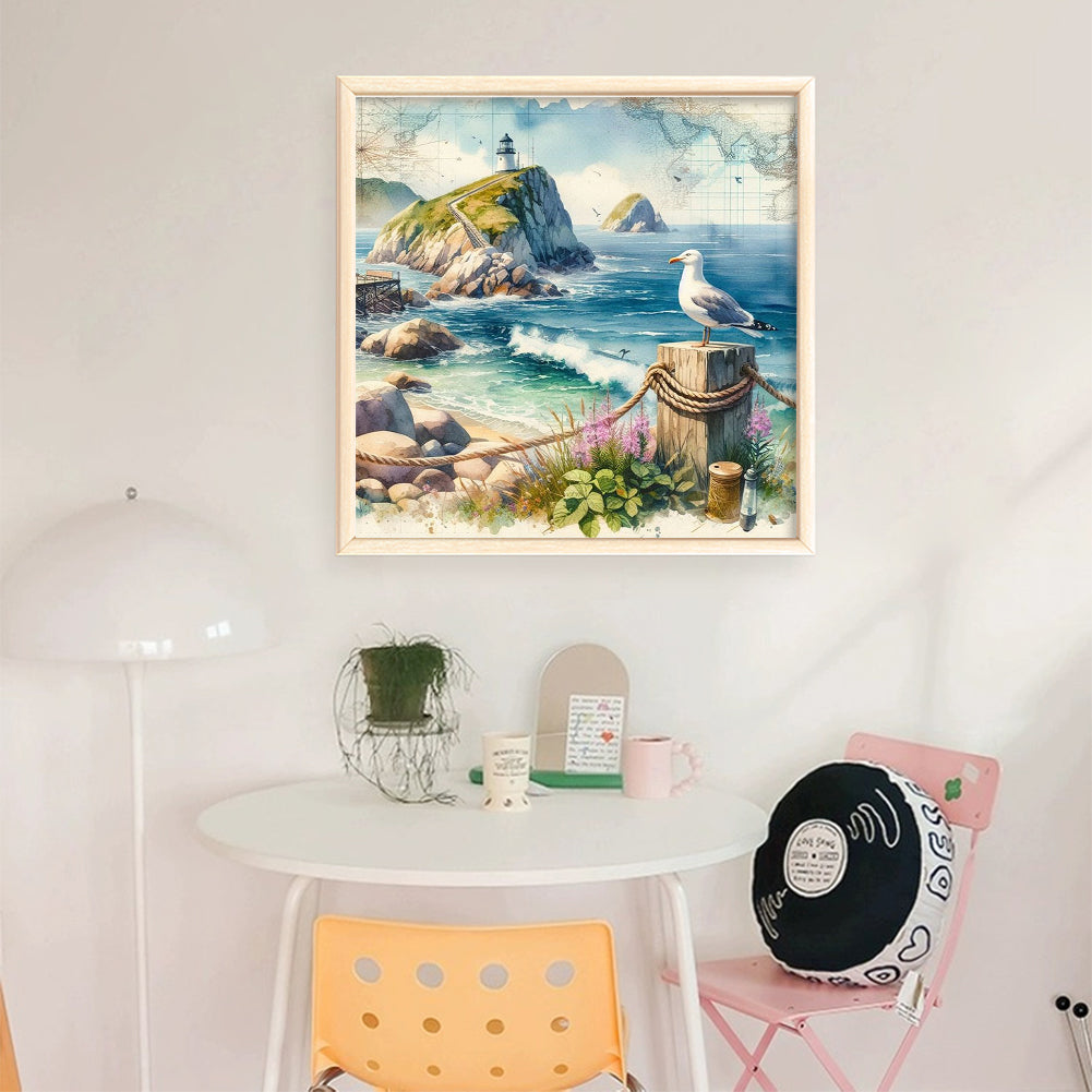 Seaside Scenery - 11CT Stamped Cross Stitch 40*40CM