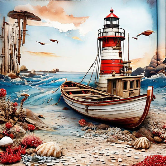 Seaside Lighthouses - 11CT Stamped Cross Stitch 40*40CM