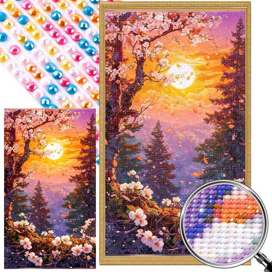 Flowers, Forest And Sun - Full AB Round Drill Diamond Painting 40*70CM