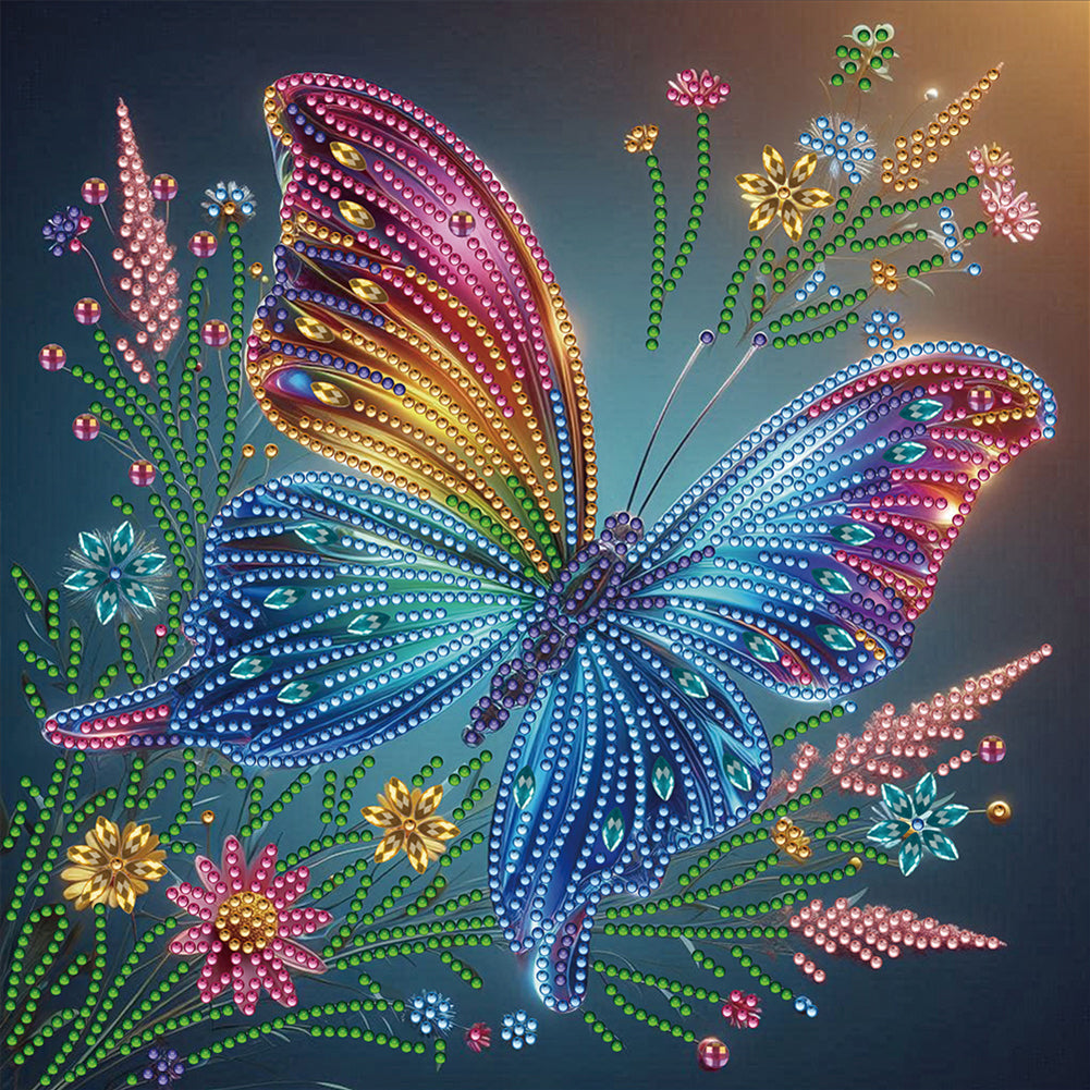 4 Pcs Flowers And Butterflies - Special Shaped Drill Diamond Painting 30*30CM