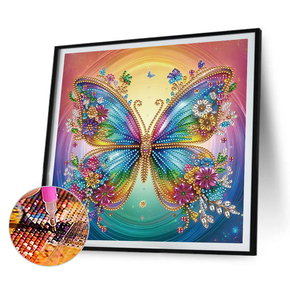 4 Pcs Flowers And Butterflies - Special Shaped Drill Diamond Painting 30*30CM