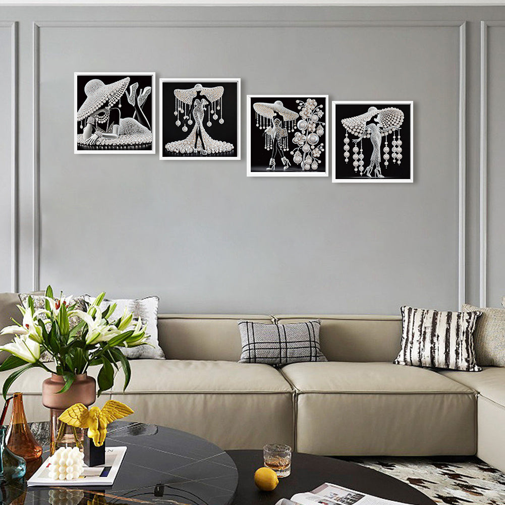 4 Pcs Elegant Lady - Special Shaped Drill Diamond Painting 30*30CM