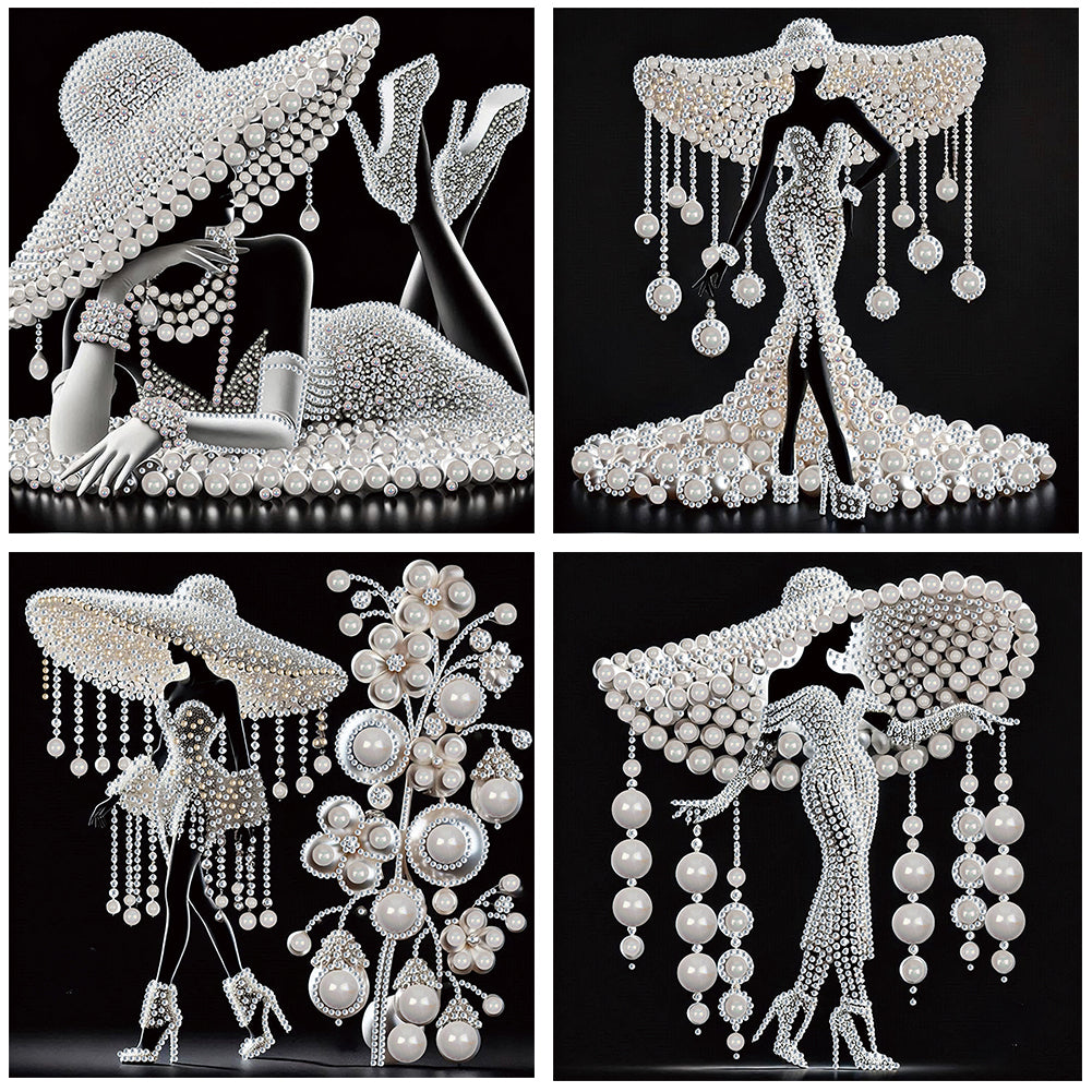 4 Pcs Elegant Lady - Special Shaped Drill Diamond Painting 30*30CM