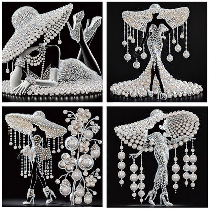 4 Pcs Elegant Lady - Special Shaped Drill Diamond Painting 30*30CM