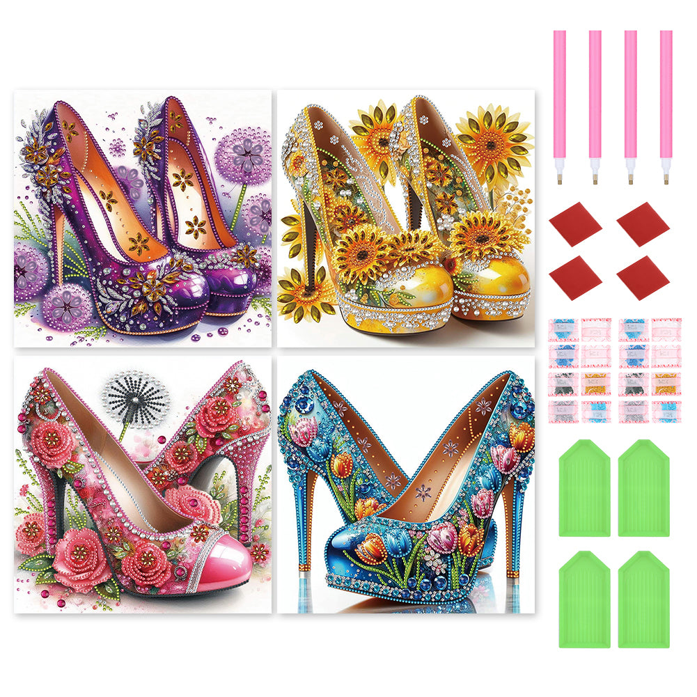 4 Pcs High Heels - Special Shaped Drill Diamond Painting 30*30CM