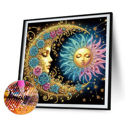 4 Pcs Flowers, Stars And Moon - Special Shaped Drill Diamond Painting 30*30CM