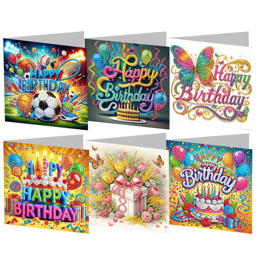 6PCS DIY Rhinestone Diamond Art Mosaic Postcards for Festivals and Celebrations