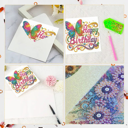 6PCS DIY Rhinestone Diamond Art Mosaic Postcards for Festivals and Celebrations