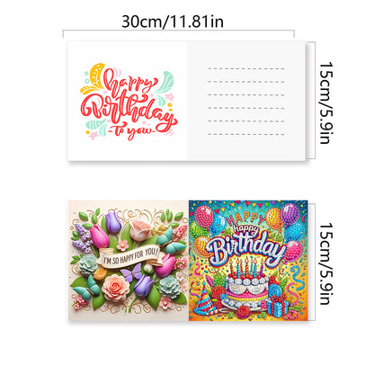 6PCS DIY Rhinestone Diamond Art Mosaic Postcards for Festivals and Celebrations
