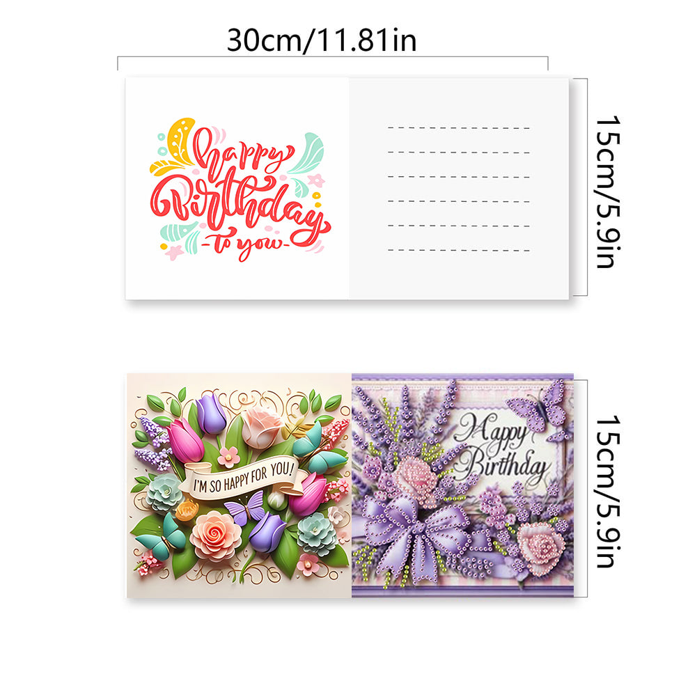 6PCS DIY Rhinestone Diamond Art Mosaic Postcards for Festivals and Celebrations