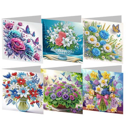 6PCS DIY Rhinestone Diamond Art Mosaic Postcards for Festivals and Celebrations