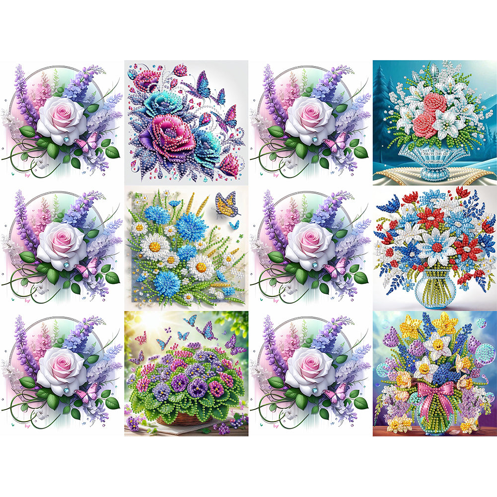 6PCS DIY Rhinestone Diamond Art Mosaic Postcards for Festivals and Celebrations