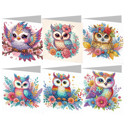 6PCS DIY Rhinestone Diamond Art Mosaic Postcards for Festivals and Celebrations