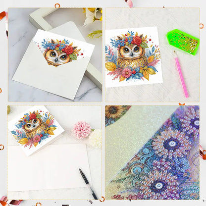 6PCS DIY Rhinestone Diamond Art Mosaic Postcards for Festivals and Celebrations