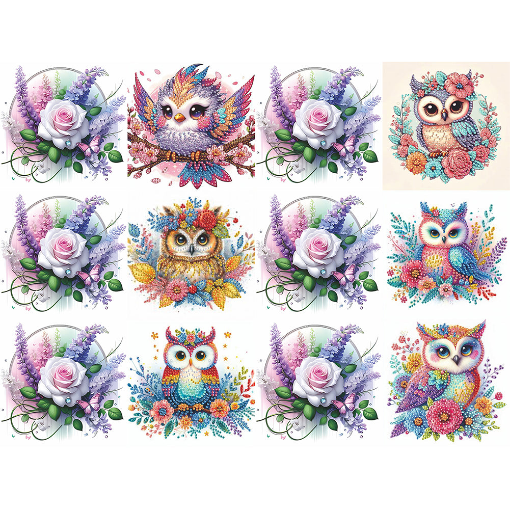 6PCS DIY Rhinestone Diamond Art Mosaic Postcards for Festivals and Celebrations