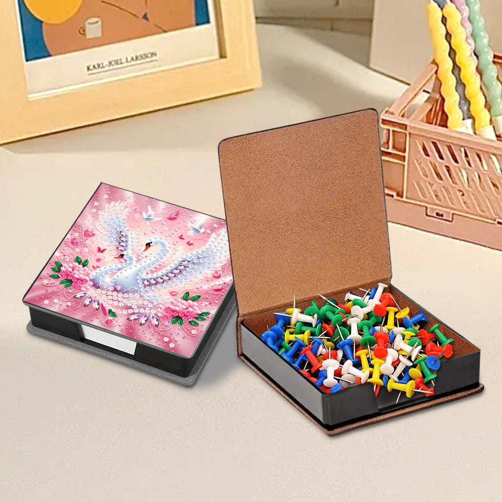 Animals Leather Diamond Art Note Box with 160 Sheets of Paper for DIY Art Craft