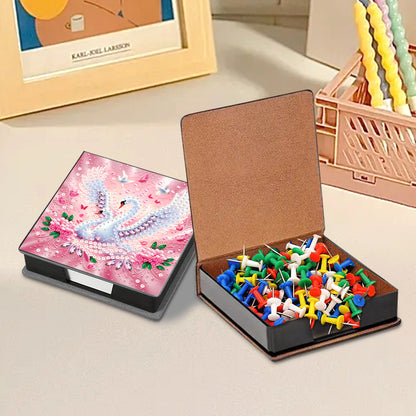 Animals Leather Diamond Art Note Box with 160 Sheets of Paper for DIY Art Craft