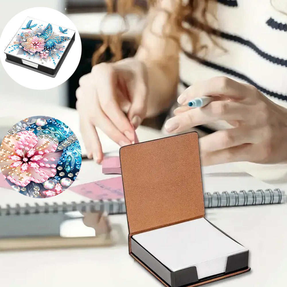 Animals Leather Diamond Art Note Box with 160 Sheets of Paper for DIY Art Craft