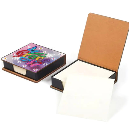 Animals Leather Diamond Art Note Box with 160 Sheets of Paper for DIY Art Craft
